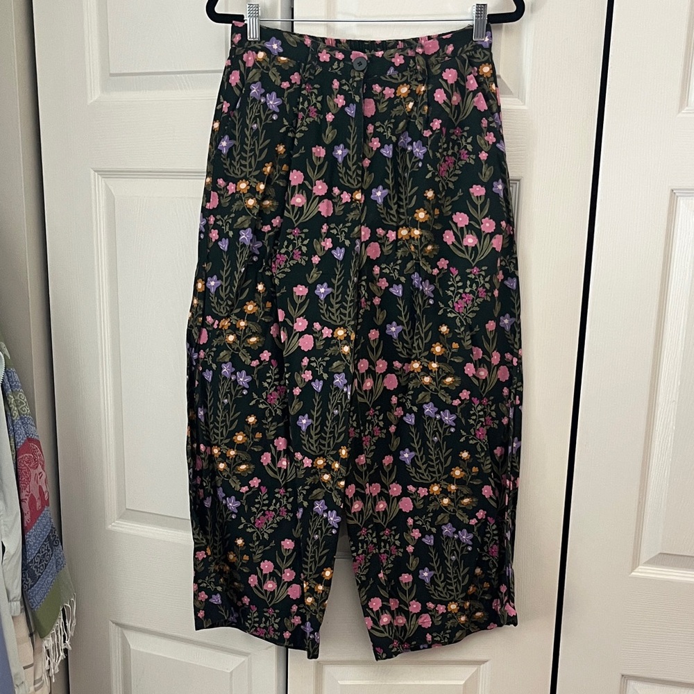 Princess Highway Floral Trousers - Black and Pink